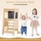 Kids Standing Step Stool Tower with Chalkboards and 2-level Height Adjustable Platform